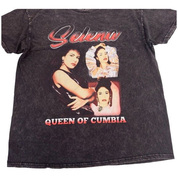 Selena Official Women SZ  Large Queen of Cumbia Music Black Dyed Ácido Wash - Picture 3 of 8